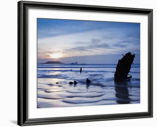 Wreck of Helvetia, Worms Head, Rhossili Bay, Gower, West Wales, Wales, United Kingdom, Europe-Billy Stock-Framed Photographic Print