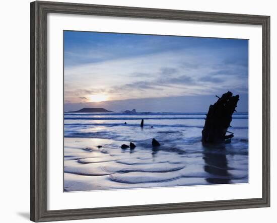 Wreck of Helvetia, Worms Head, Rhossili Bay, Gower, West Wales, Wales, United Kingdom, Europe-Billy Stock-Framed Photographic Print