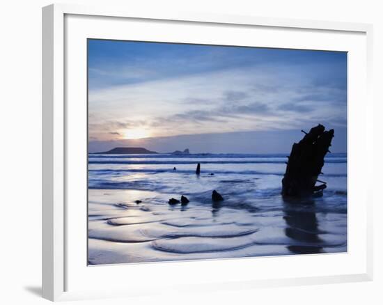 Wreck of Helvetia, Worms Head, Rhossili Bay, Gower, West Wales, Wales, United Kingdom, Europe-Billy Stock-Framed Photographic Print