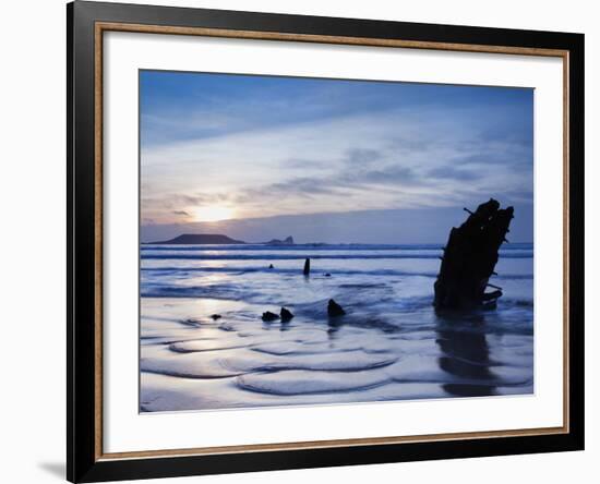 Wreck of Helvetia, Worms Head, Rhossili Bay, Gower, West Wales, Wales, United Kingdom, Europe-Billy Stock-Framed Photographic Print