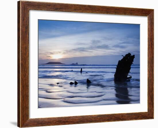 Wreck of Helvetia, Worms Head, Rhossili Bay, Gower, West Wales, Wales, United Kingdom, Europe-Billy Stock-Framed Photographic Print