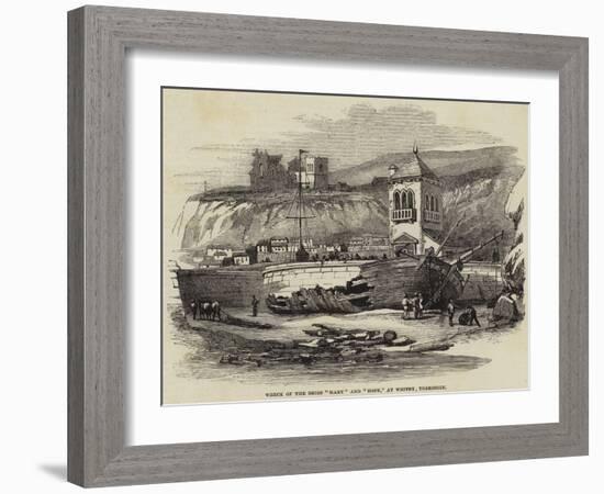 Wreck of the Brigs Mary and Hope, at Whitby, Yorkshire-null-Framed Giclee Print