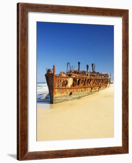 Wreck of the Maheno, Seventy Five Mile Beach, Fraser Island, Queensland, Australia-David Wall-Framed Photographic Print