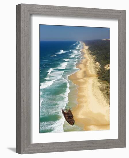 Wreck of the Maheno, Seventy Five Mile Beach, Fraser Island, Queensland, Australia-David Wall-Framed Photographic Print