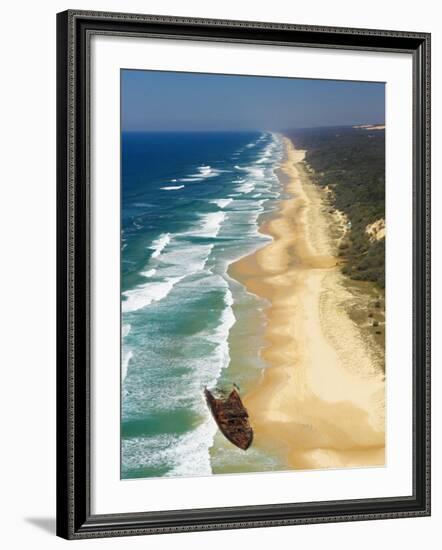 Wreck of the Maheno, Seventy Five Mile Beach, Fraser Island, Queensland, Australia-David Wall-Framed Photographic Print