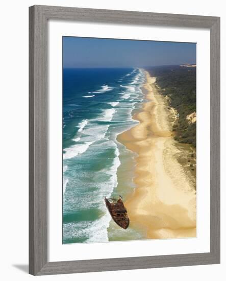 Wreck of the Maheno, Seventy Five Mile Beach, Fraser Island, Queensland, Australia-David Wall-Framed Photographic Print