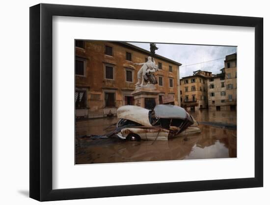 Wrecked Car Near Statue-Vittoriano Rastelli-Framed Photographic Print