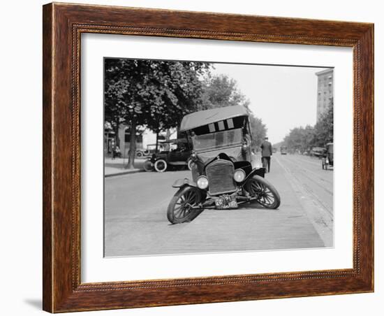 Wrecked Car on Washington, D.C. Street in 1922-null-Framed Photo