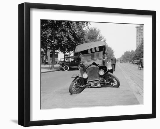 Wrecked Car on Washington, D.C. Street in 1922-null-Framed Photo