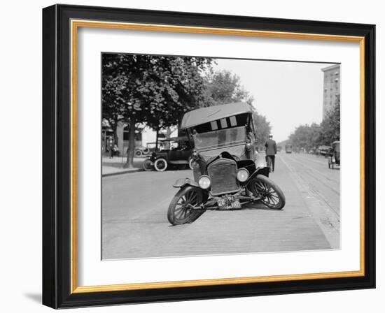 Wrecked Car on Washington, D.C. Street in 1922-null-Framed Photo