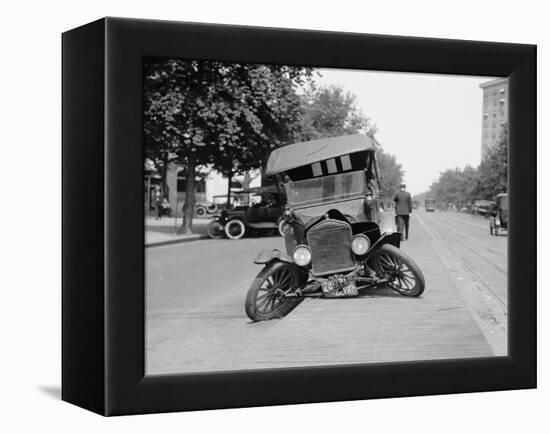 Wrecked Car on Washington, D.C. Street in 1922-null-Framed Stretched Canvas