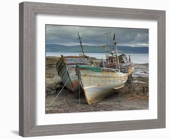 Wrecked Fishing Boats in Gathering Storm, Salen, Isle of Mull, Inner Hebrides, Scotland, UK-Neale Clarke-Framed Photographic Print