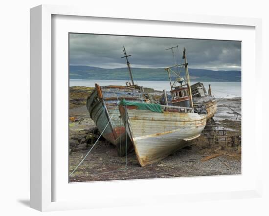 Wrecked Fishing Boats in Gathering Storm, Salen, Isle of Mull, Inner Hebrides, Scotland, UK-Neale Clarke-Framed Photographic Print