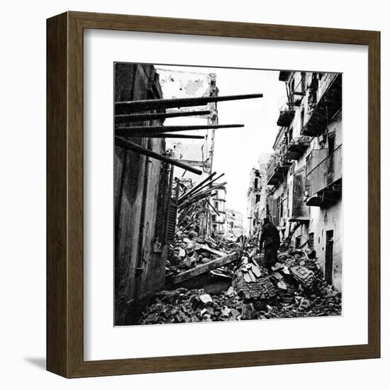 Wrecked Street in Anzio, Italy; Second World War, 1944-null-Framed Art Print