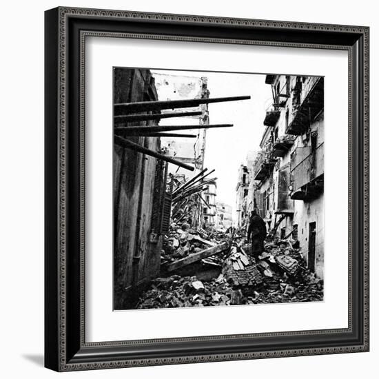 Wrecked Street in Anzio, Italy; Second World War, 1944-null-Framed Art Print