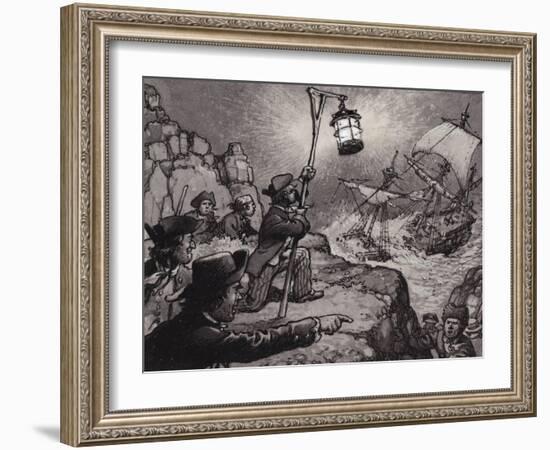 Wreckers at Work on the Shores of Cornwall-Pat Nicolle-Framed Giclee Print