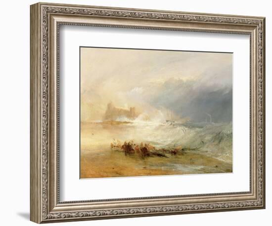 Wreckers - Coast of Northumberland, with a Steam Boat Assisting a Ship Off Shore, 1834-J. M. W. Turner-Framed Giclee Print