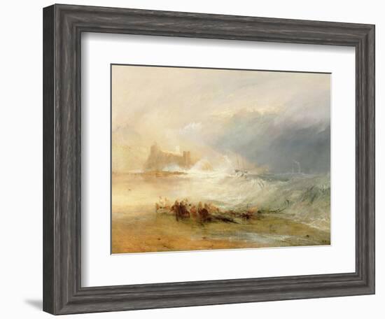 Wreckers - Coast of Northumberland, with a Steam Boat Assisting a Ship Off Shore, 1834-J. M. W. Turner-Framed Giclee Print