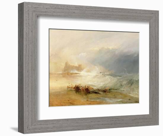 Wreckers - Coast of Northumberland, with a Steam Boat Assisting a Ship Off Shore, 1834-J. M. W. Turner-Framed Giclee Print