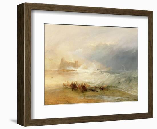 Wreckers - Coast of Northumberland, with a Steam Boat Assisting a Ship Off Shore, 1834-J. M. W. Turner-Framed Giclee Print