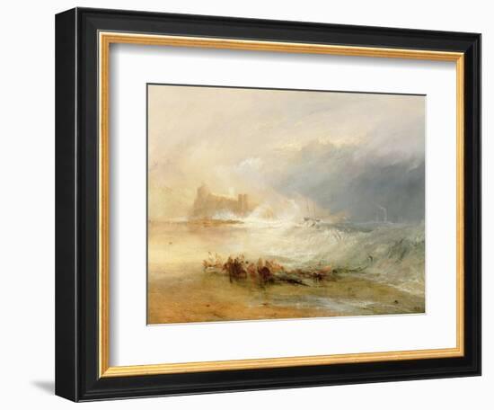 Wreckers - Coast of Northumberland, with a Steam Boat Assisting a Ship Off Shore, 1834-J. M. W. Turner-Framed Giclee Print