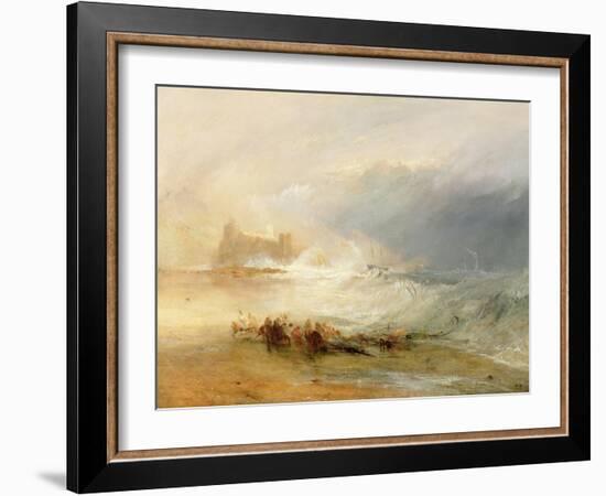 Wreckers - Coast of Northumberland, with a Steam Boat Assisting a Ship Off Shore, 1834-J. M. W. Turner-Framed Giclee Print