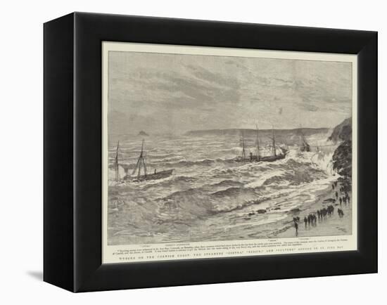 Wrecks on the Cornish Coast, the Steamers Cintra, Bessie, and Vulture Ashore in St Ives Bay-Joseph Nash-Framed Premier Image Canvas