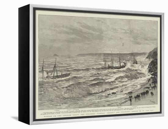 Wrecks on the Cornish Coast, the Steamers Cintra, Bessie, and Vulture Ashore in St Ives Bay-Joseph Nash-Framed Premier Image Canvas