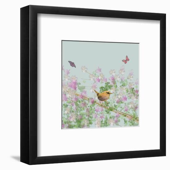 Wren on Blue-Claire Westwood-Framed Art Print