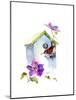 Wren with Birdhouse and Clematis, 2016-John Keeling-Mounted Giclee Print