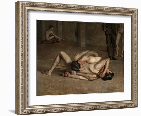 Wrestlers, 1899, by Thomas Eakins, 1844-1916, American realist painting,-Thomas Eakins-Framed Art Print