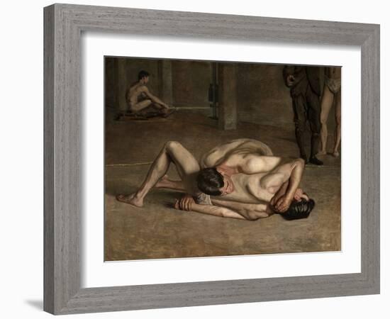 Wrestlers, 1899, by Thomas Eakins, 1844-1916, American realist painting,-Thomas Eakins-Framed Art Print