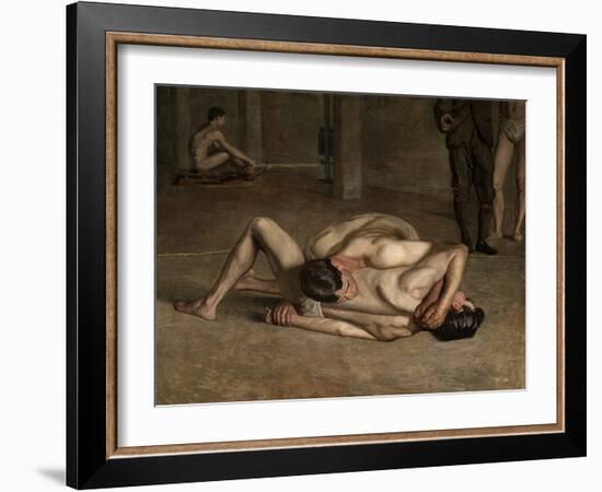 Wrestlers, 1899, by Thomas Eakins, 1844-1916, American realist painting,-Thomas Eakins-Framed Art Print