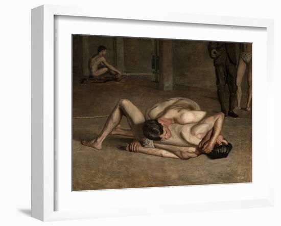 Wrestlers, 1899, by Thomas Eakins, 1844-1916, American realist painting,-Thomas Eakins-Framed Art Print