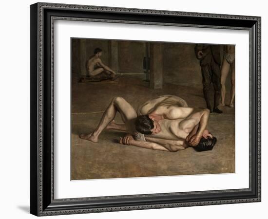 Wrestlers, 1899, by Thomas Eakins, 1844-1916, American realist painting,-Thomas Eakins-Framed Art Print