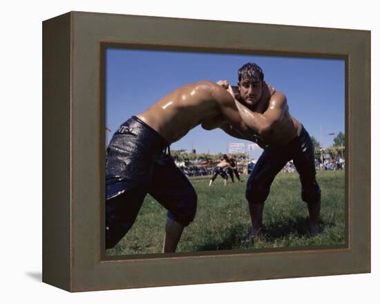 Wrestlers, Antalya Region, Anatolia, Turkey-Bruno Morandi-Framed Premier Image Canvas