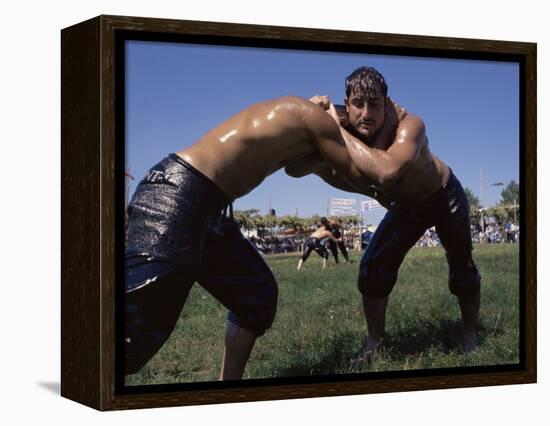 Wrestlers, Antalya Region, Anatolia, Turkey-Bruno Morandi-Framed Premier Image Canvas