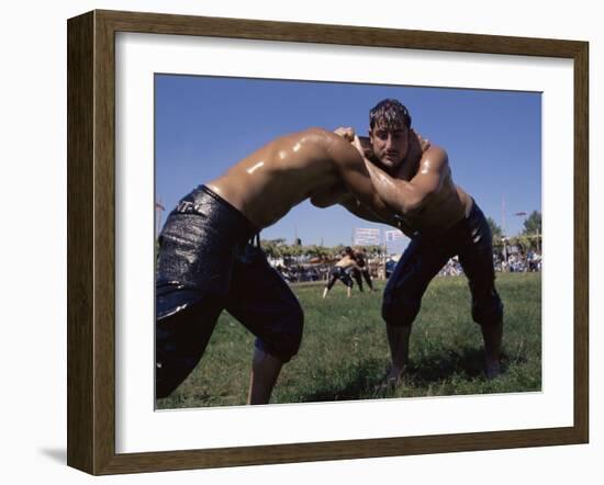 Wrestlers, Antalya Region, Anatolia, Turkey-Bruno Morandi-Framed Photographic Print