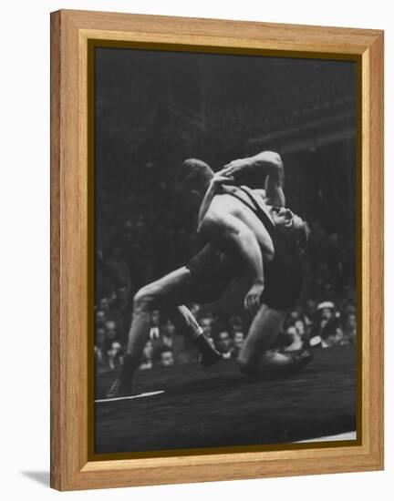 Wrestlers Bartel Bratener of Austria and Vladimir Rossine of Russia Competing at the Olympics-George Silk-Framed Premier Image Canvas