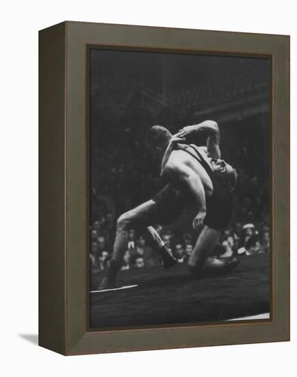 Wrestlers Bartel Bratener of Austria and Vladimir Rossine of Russia Competing at the Olympics-George Silk-Framed Premier Image Canvas