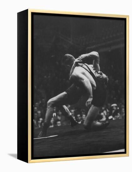 Wrestlers Bartel Bratener of Austria and Vladimir Rossine of Russia Competing at the Olympics-George Silk-Framed Premier Image Canvas