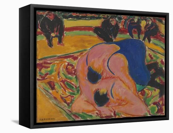 Wrestlers in a Circus, 1909 (Oil on Canvas)-Ernst Ludwig Kirchner-Framed Premier Image Canvas