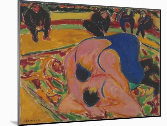 Wrestlers in a Circus, 1909 (Oil on Canvas)-Ernst Ludwig Kirchner-Mounted Giclee Print