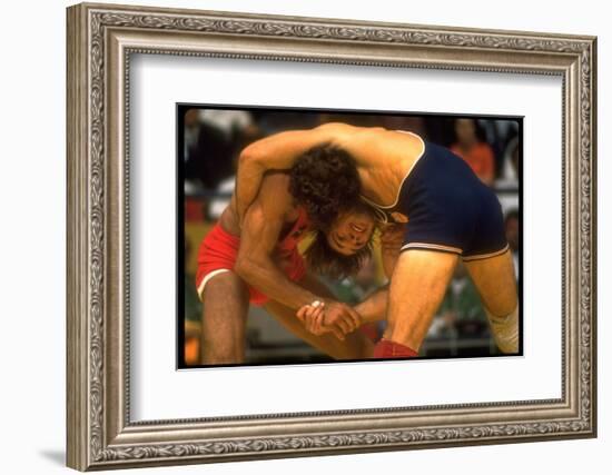 Wrestlers Wayne Wells and Ali Demirtas in Action at the Summer Olympics-Co Rentmeester-Framed Photographic Print