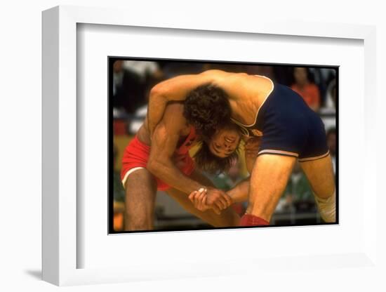 Wrestlers Wayne Wells and Ali Demirtas in Action at the Summer Olympics-Co Rentmeester-Framed Photographic Print