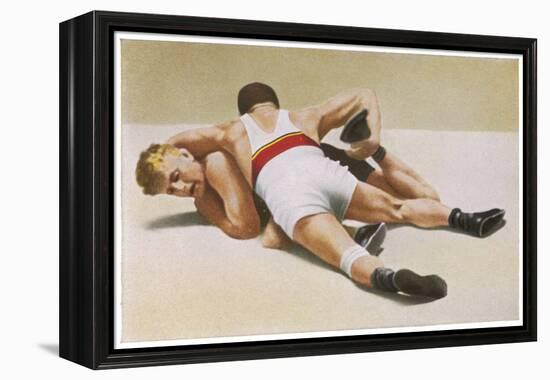 Wrestling: Foldeak Beats Jensen-null-Framed Stretched Canvas