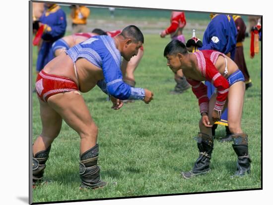Wrestling Match, Naadam Festival, Oulaan Bator (Ulaan Baatar), Mongolia, Central Asia-Bruno Morandi-Mounted Photographic Print