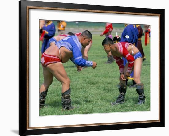 Wrestling Match, Naadam Festival, Oulaan Bator (Ulaan Baatar), Mongolia, Central Asia-Bruno Morandi-Framed Photographic Print