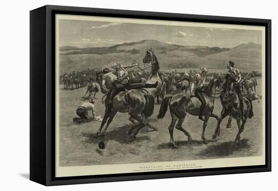 Wrestling on Horseback-William Small-Framed Premier Image Canvas