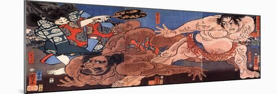 Wrestling Sumo-Kuniyoshi Utagawa-Mounted Giclee Print